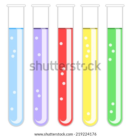 Set of multicolored tubes with bubbles