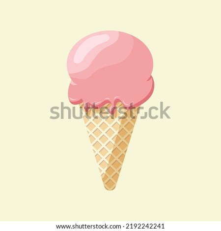Ice cream cone wafer filled in cartoon style