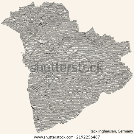 Topographic relief map of the city of RECKLINGHAUSEN, GERMANY with black contour lines on vintage beige background