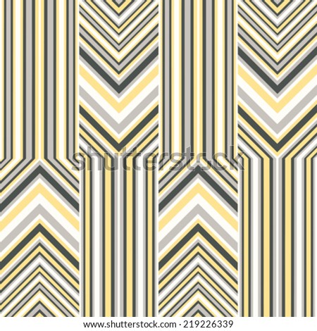 Tonal Gray, White and Yellow Variegated Ornate Chevron Pattern