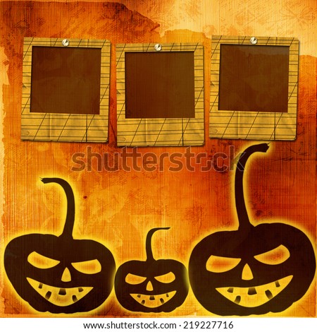 Festive pumpkin Halloween Day with  slides on the abstract paper background