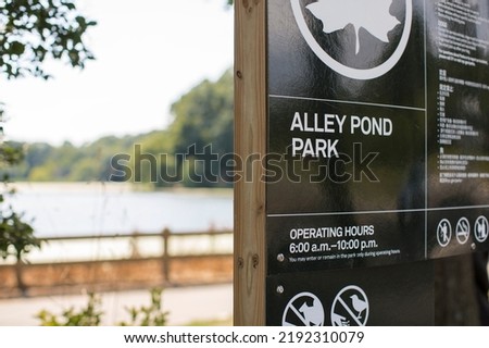 Alley pond park sign at the entrance