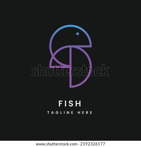 Fish or bird line logo design, business minimalist modern design template
