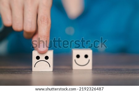 Customer service concept. Satisfaction or dissatisfaction with the service, opinion survey, advice, criticism, suggestion, evaluation. Royalty-Free Stock Photo #2192326487