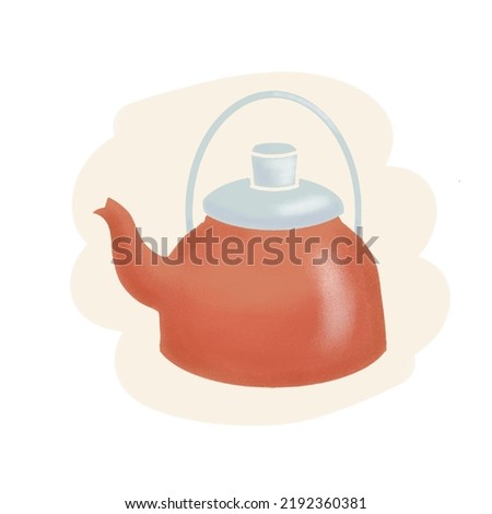Watercolor illustration of a brown kettle