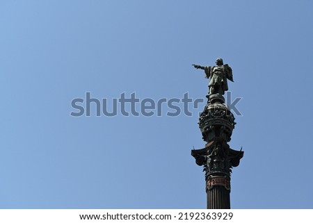 Barcelona, Spain - August 12, 2022: Columbus Monument, statue