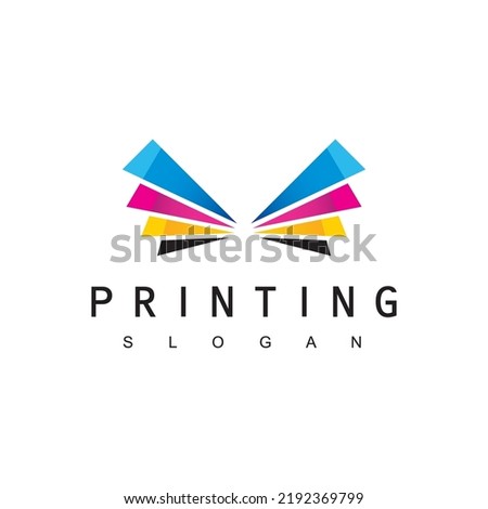 Digital Print Logo Design Template Using Paper Icon 