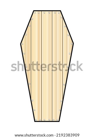 A wooden coffin lid ove isolated on a white background