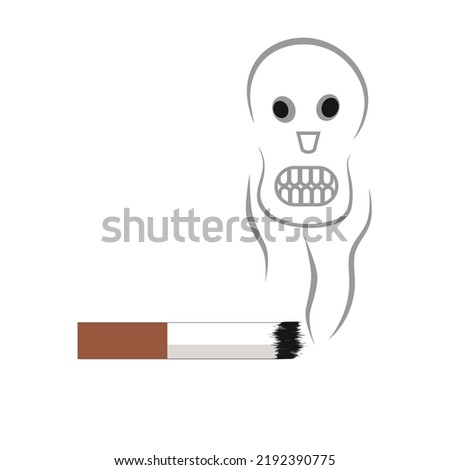 Vector illustration of a cigarette with smoke in the form of a skull.