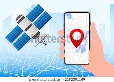 Artificial satellites gps. Communication, navigation concept. Vector illustration.