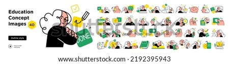 Educational and Self-Development Concept Illustrations. Different people inolved in education process. Concept for trainings, seminars, back to school, online courses. Royalty-Free Stock Photo #2192395943