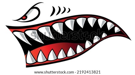 Motorcycle and car vector graphic Flying tigers shark teeth shark mouth vinyl decal biker helmet sticker