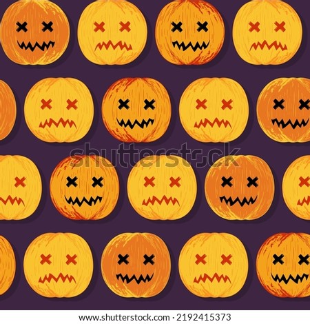 Halloween pumpkin jack o lantern vector seamless pattern. Autumn seasonal holiday clip art hand painted, halloween holiday isolated
