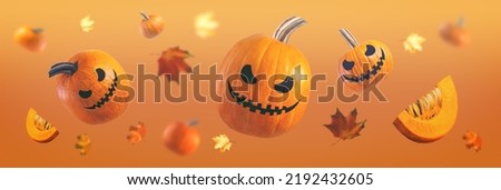 Autumn Halloween pumpkin orange background. toning. selective focus