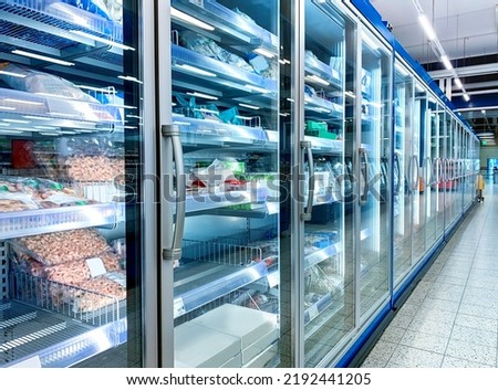 Grocery store refrigerator with various food Royalty-Free Stock Photo #2192441205