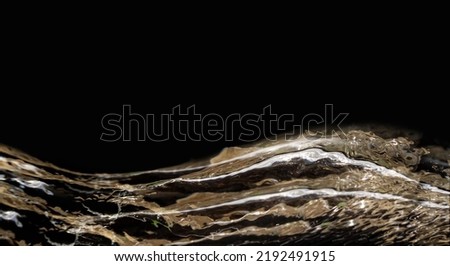 horizontal image. Water splashes in the air. Water waves and airdrops, natural air water movement and black background. Royalty-Free Stock Photo #2192491915