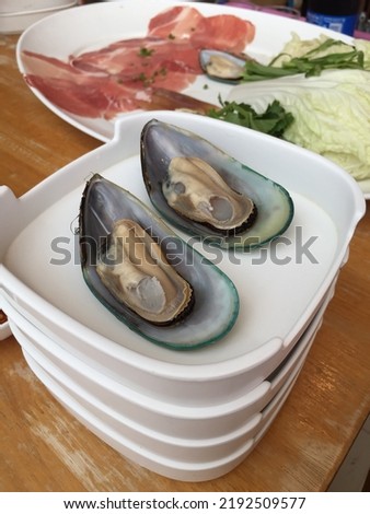 Mussels in a plate at a buffet restaurant