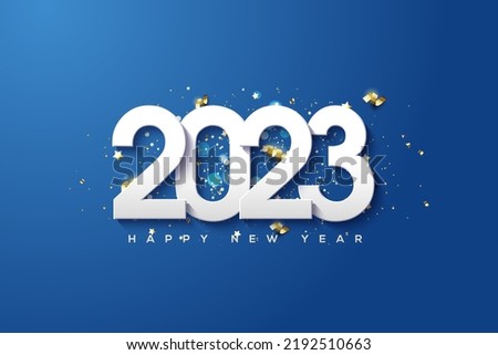 new year 2023 with white numbers on a blue background Royalty-Free Stock Photo #2192510663