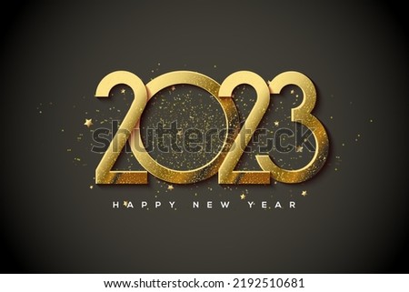 happy new year 2023 with stacked gold numbers Royalty-Free Stock Photo #2192510681