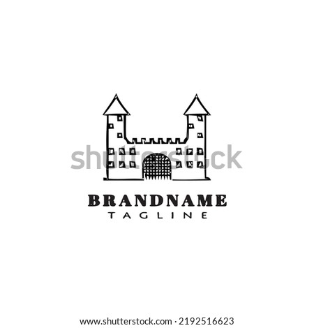castle logo cartoon design icon template black modern isolated illustration