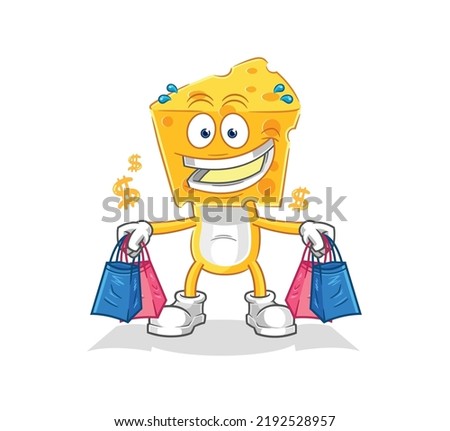 the cheese head shoping mascot. cartoon vector