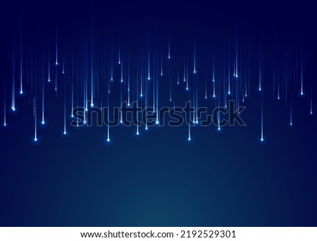 Meteor rain with falling glowing comets. Abstract light digital background. Neon Light Particles, luminous rays in motion, technology, network. falling glowing neon lights. Falling stars. Vector EPS10 Royalty-Free Stock Photo #2192529301