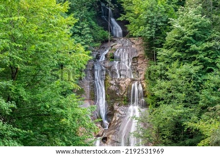 Waterfall; a long and beautiful waterfall is between the forest trees in Turkey Duzce; local name is Guzeldere