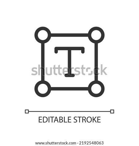 Text pixel perfect linear ui icon. Type characters over image. Font and size. Photo editor. GUI, UX design. Outline isolated user interface element for app and web. Editable stroke. Arial font used