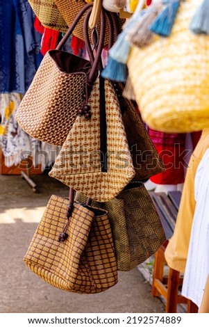 Detail of the knitted shoulder bag for sale in the market