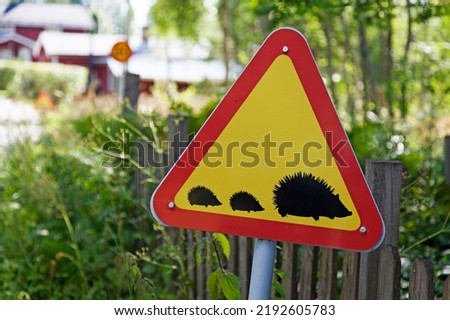road sign warning of hedgehogs