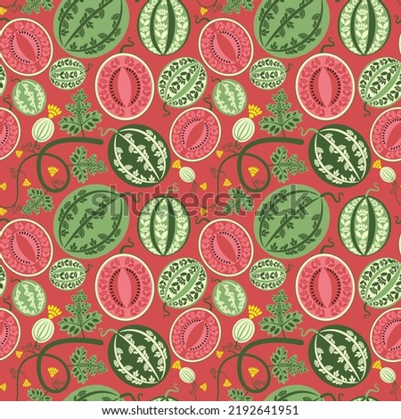 seamless pattern with summer sweet watermelons