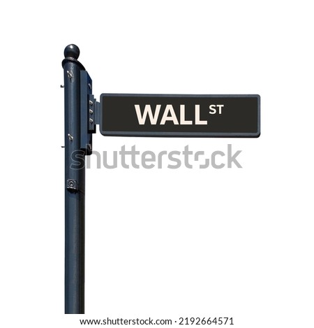 Black Wall Street Sign Isolated on White Background Including Clipping Path.