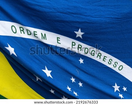 Brazilian flag during street demonstration.