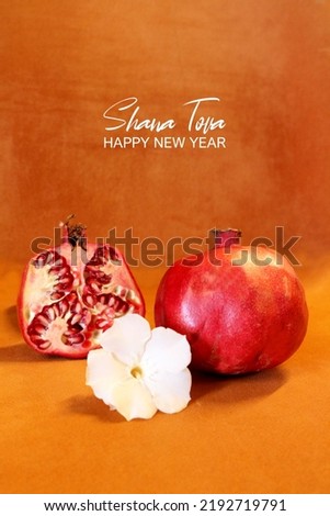 A picture with festive elements related to Rosh Hashanah, a Jewish holiday