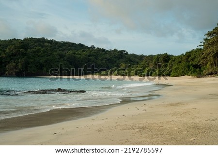 Tropical beach at low tide, Las Perlas archipelago, Panama - stock photo