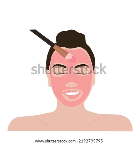 Beautiful woman with facial mask against white background