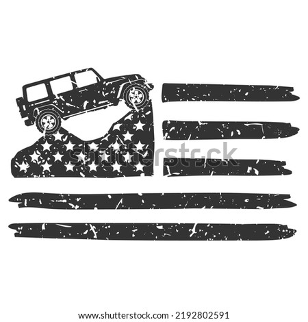 Off Road Illustration Clip Art Design Shape. Ameriacan Flag Silhouette Icon Vector.