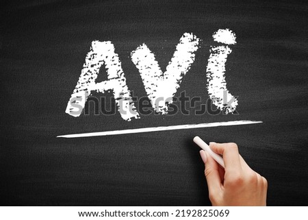 AVI - Audio Video Interleaved acronym, technology concept on blackboard