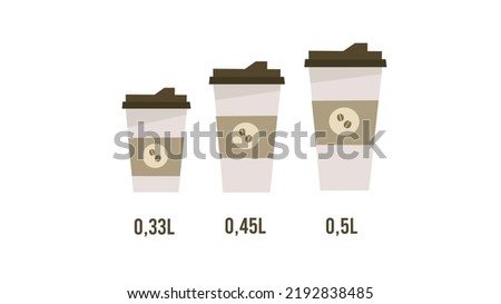 Coffee cup sizes poster (0,33L,0,45L,0,5L)