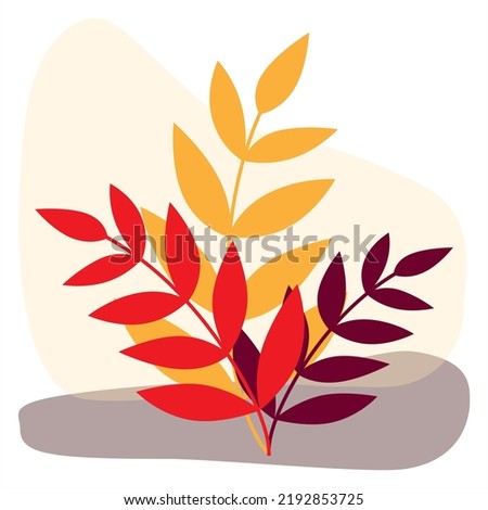 Clip art Autumn elements, Isolated leaves elements in warm colours. Red and orange colours. Hand drawn vector design, Isolated elements for decorations, scrapbooking, textile or wall paper.