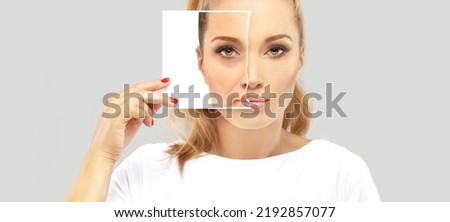 Effects of ageing,Frownscowl lines ,Nasolabial folds,Neck ,Under eye circles,neck lines. Plastic Surgery Results Royalty-Free Stock Photo #2192857077