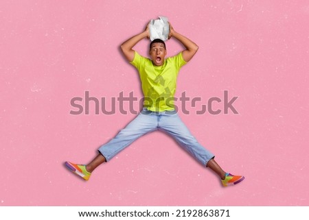 Photo cartoon comics sketch picture of funny funky guy throwing sorting paper ball isolated drawing background