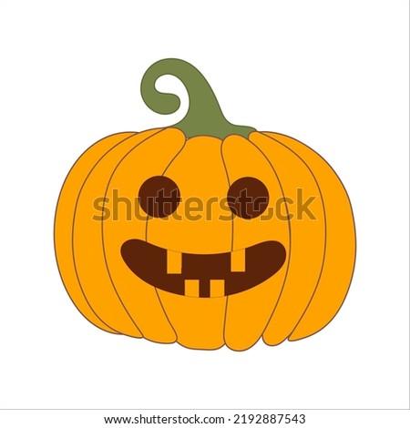 Pumpkin with cheerful emotion on holiday of Halloween. Vector isolated image for use in clipart or web design