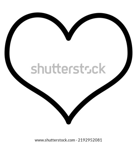 Outline of a love heart on a white background