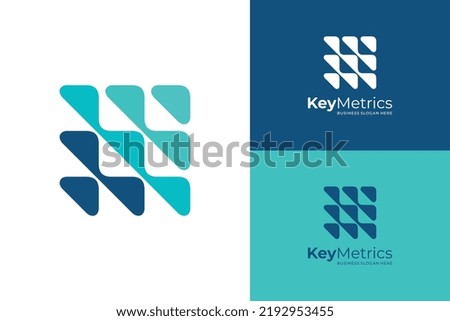 Key metric analyst logo icon blue vector template