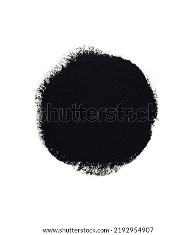 Black Ink Paint Brush Circle Isolated On White Background.