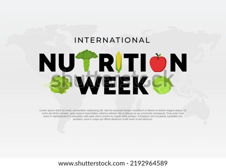 International nutrition week day with fruit and vegetable on 1 to 7 September. Royalty-Free Stock Photo #2192964589