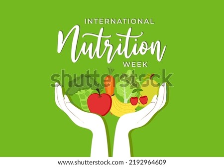 International nutrition week day with fruit on opened hand on 1 to 7 September. Royalty-Free Stock Photo #2192964609