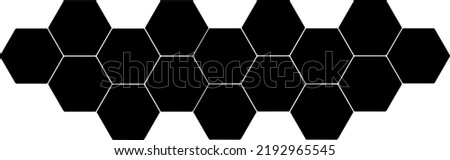 Black hexagon, honeycomb design element. Pattern with no strokes. Asset for photo collage, montage or clipping mask. Transparent background.