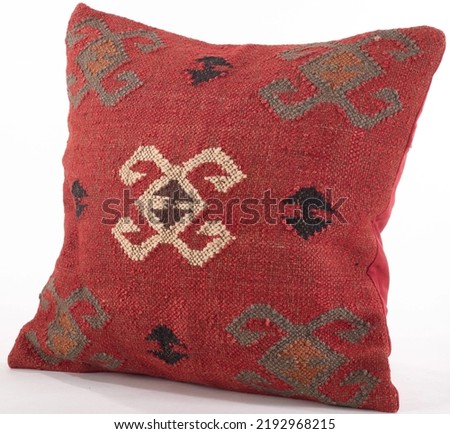Handwoven Kilim Cushion Cover Wool Pillow. Royalty-Free Stock Photo #2192968215